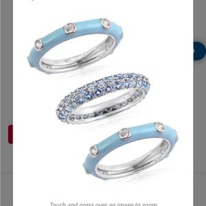 Beautiful Tiffany blue sterling silver multi gemstone stacking rings size 6